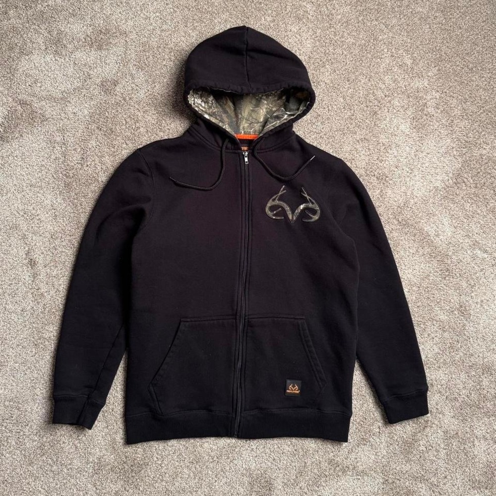 BLACK REAL TREE CAMO HOOD CLASSIC LOGO ZIP UP HOODIE